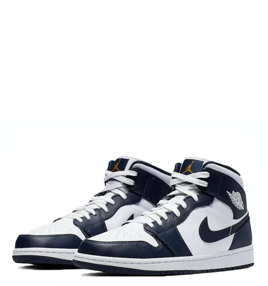 Air Jordan 1 Mid White Metallic Gold Obsidian