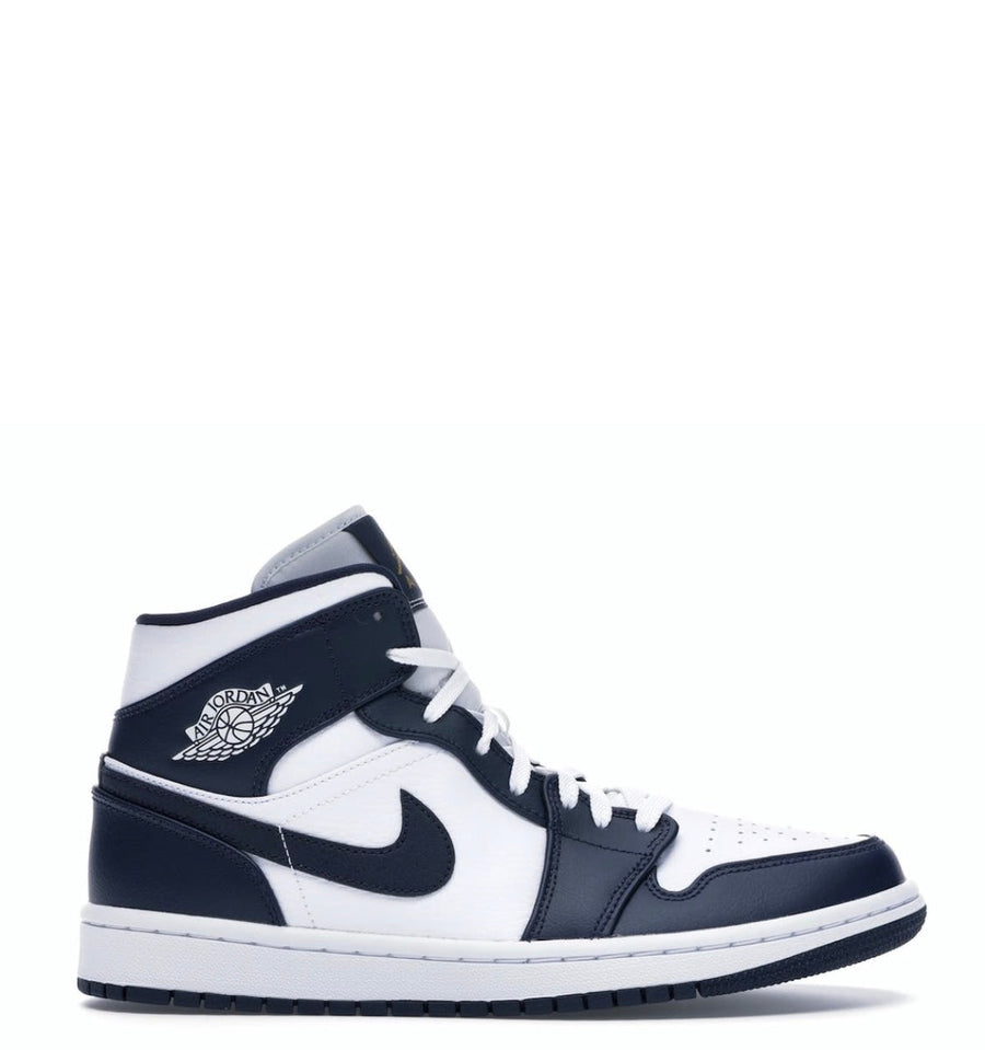 Air Jordan 1 Mid White Metallic Gold Obsidian